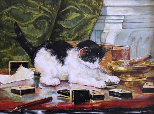 Котенок, играющий с фишками домино (копия Генриетты Роннер-Книп)