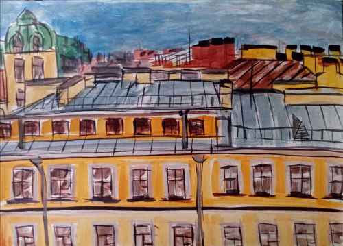 Питер. Крыши. Вид из мастерской художника