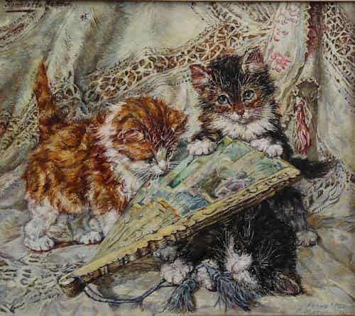 Котята, играющие с веером (копия Генриетты Роннер-Книп)